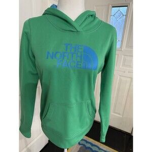 North Face Half Dome Logo Hoodie Sweatshirt Womens Medium Green Polyester